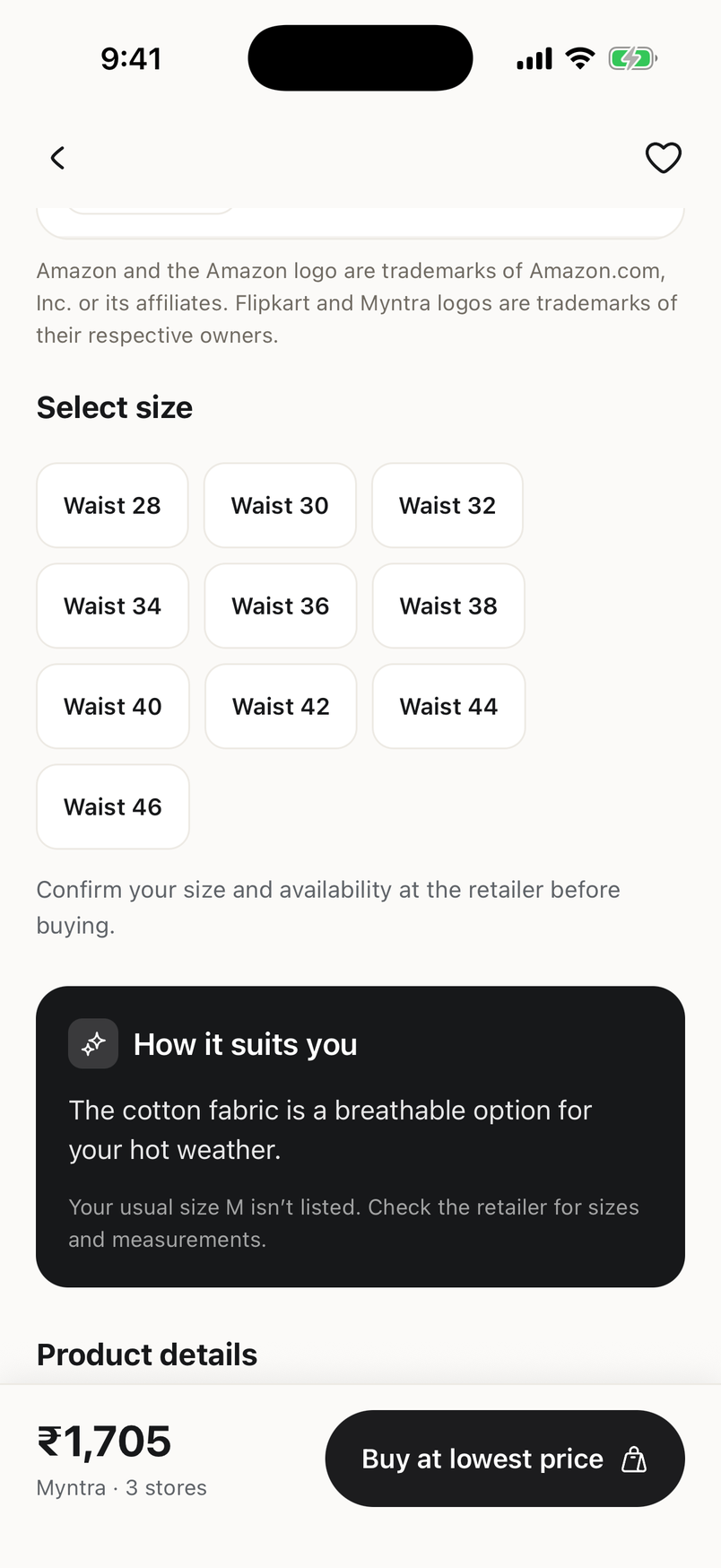 Venn product page explaining in plain words why the piece suits the user.